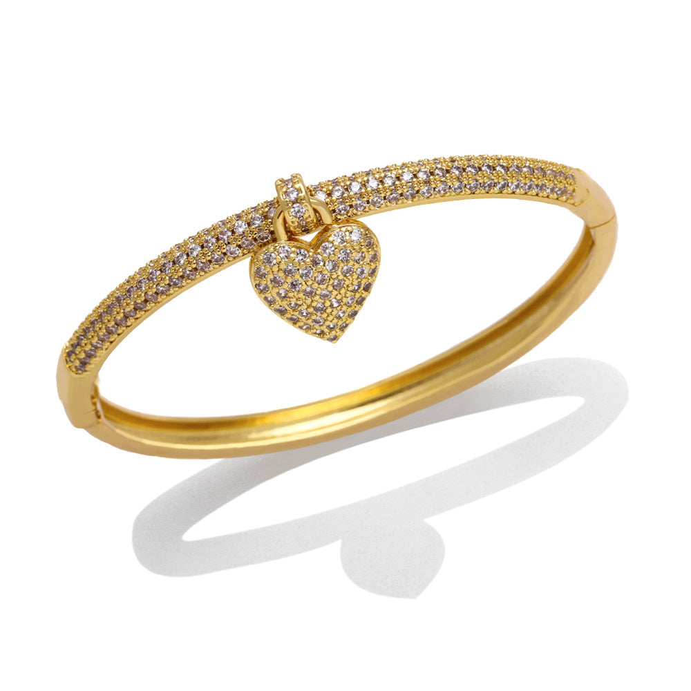 Brazalete de cobre chapado en colgante colgante de corazón al por mayor